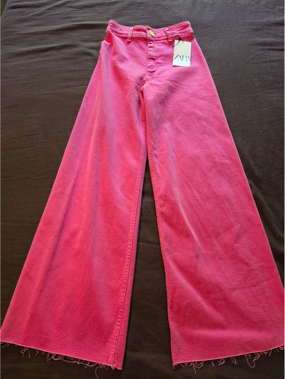 Zara Womens High Rise Slim Straight Jeans Fuchsia Signature Denim Cotton sz0